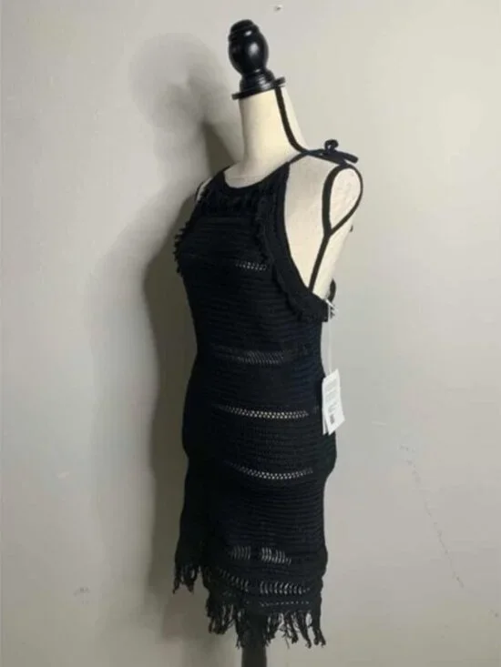 NWT Isabel Marant Etoile Aralia Black Crochet Mini Dress
